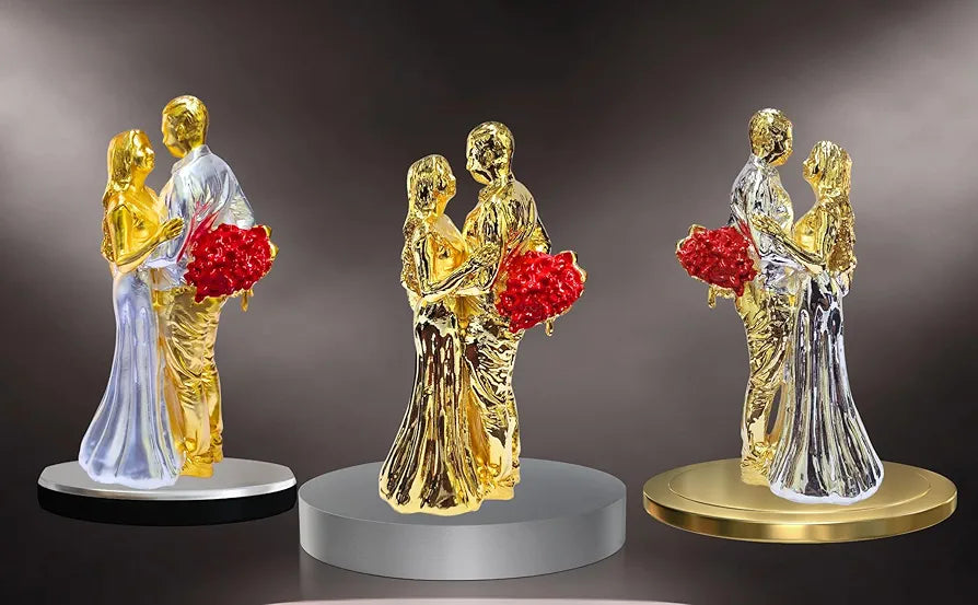 Gold Art India Couple Figurine Gold-Silver Plated Finish
