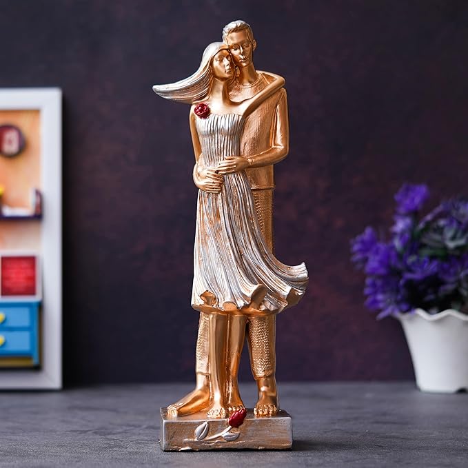 Ecraftindia Romantic Hugging Couple Statue Human Figurines Decorative Showpiece