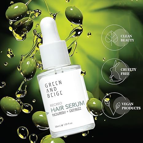Green And Beige Recreo Hair Serum Nourish & Defrizz - 30 ml