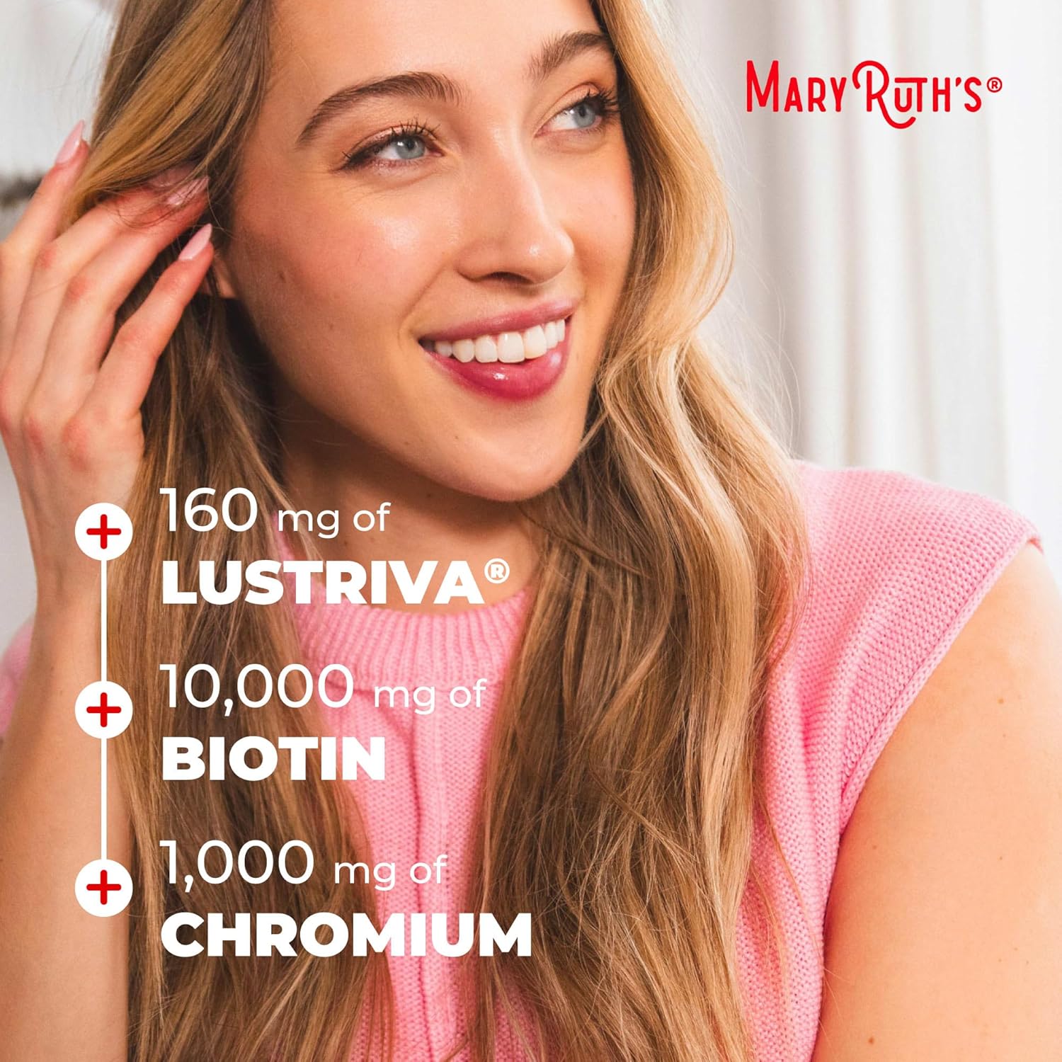 MARYRUTH'S Liquid Multivitamin + Hair Growth | Clinically Tested in Women for Thicker Hair & Facial Wrinkles | Biotin 10000mcg | Lustriva Hair Growth Supplements | Skin Care | Ages 18+ | 30 Fl Oz