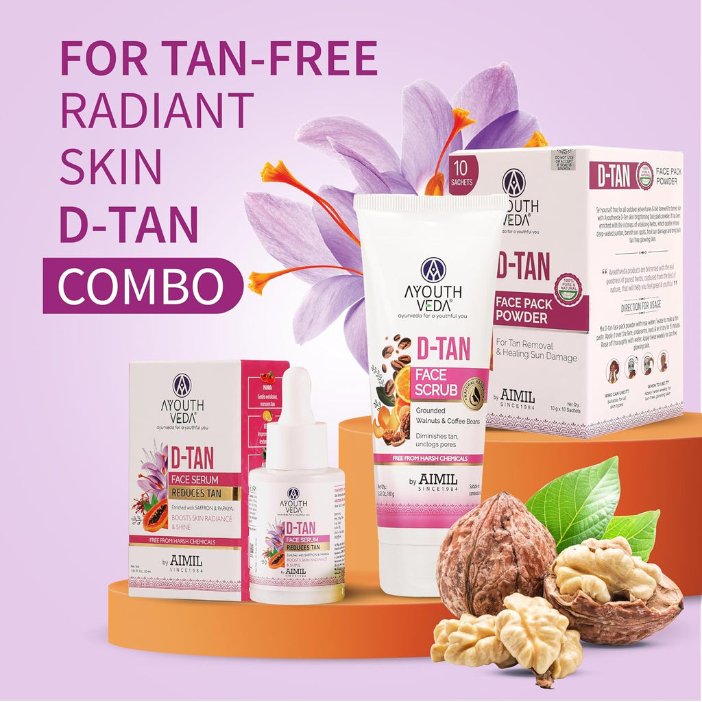 Ayouthveda D-Tan Facial Cleanser for Tan Removal & Skin Brightening | Helps Clean Dirt & Impurities | Enriched with Papaya, Lemon, Aloe Vera & Cucumber | Net Qty.- 100g