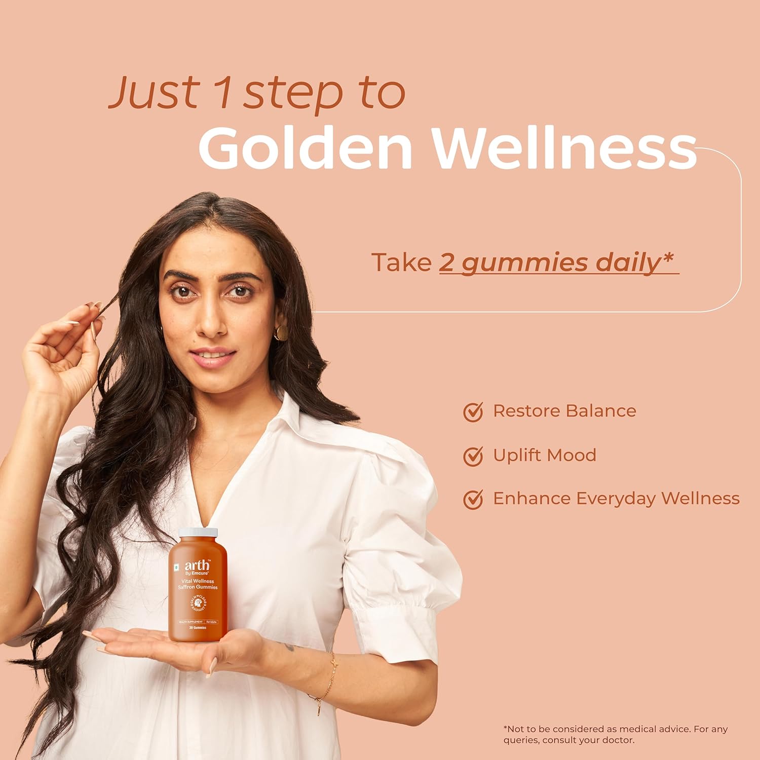 Arth Premium Kesar Saffron Beauty Gummies | Skin Glow, Radiance & Mood Support | Beauty & Wellness Supplement | 30 Veg Gummies