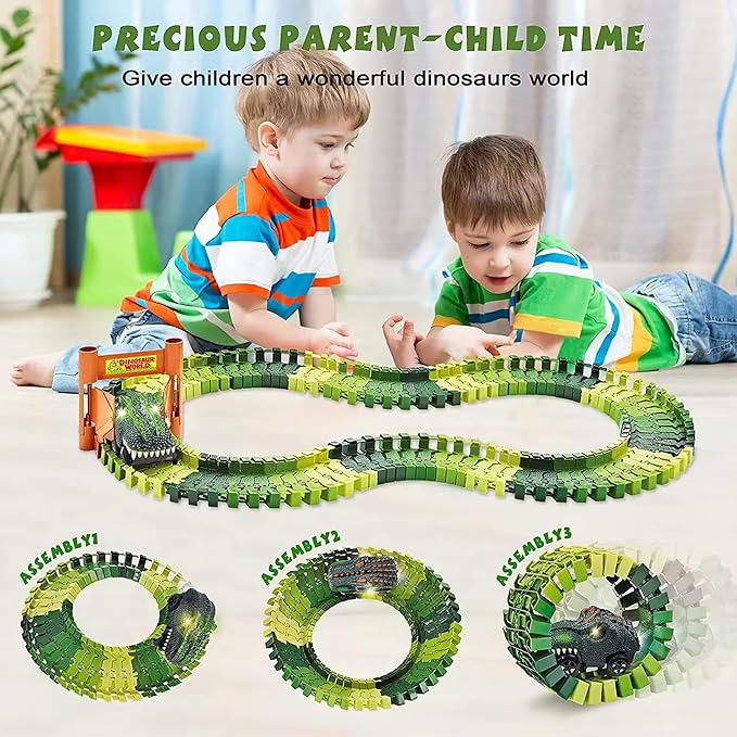 Kidology Flexible Dinosaur World Road Race Track for Kids