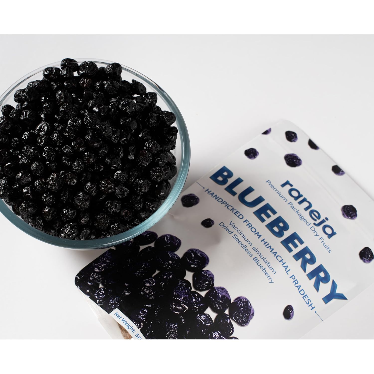 RANEJA 100% Natural Premium Blueberries Without added Sugar | Dried Seedless Blueberries | Dry Fruits | Healthy & Tasty Whole & Dried Blueberry | Rich In Calcium And Vitamin K | Non-GMO(200gm)