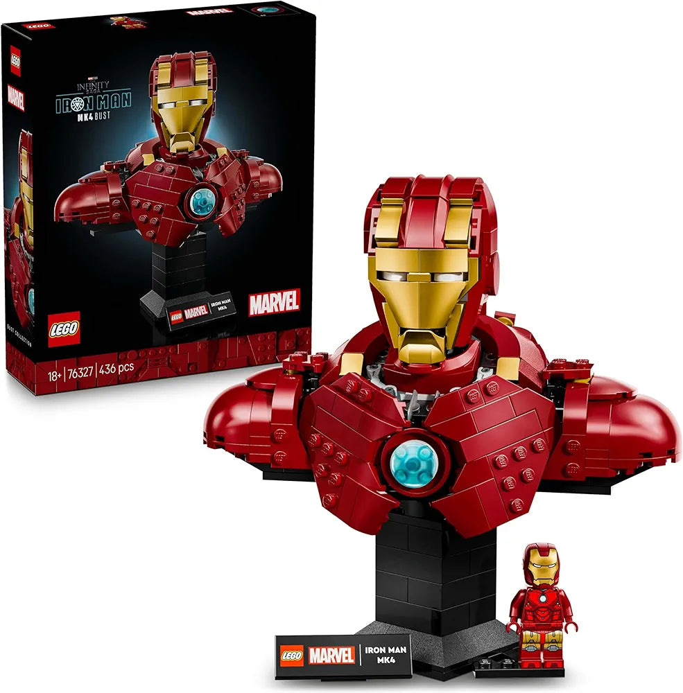 Lego Marvel Iron Man MK4 Bust Buildable Model for Adults with Minifigure 76327 Building Blocks for 18+ Gift