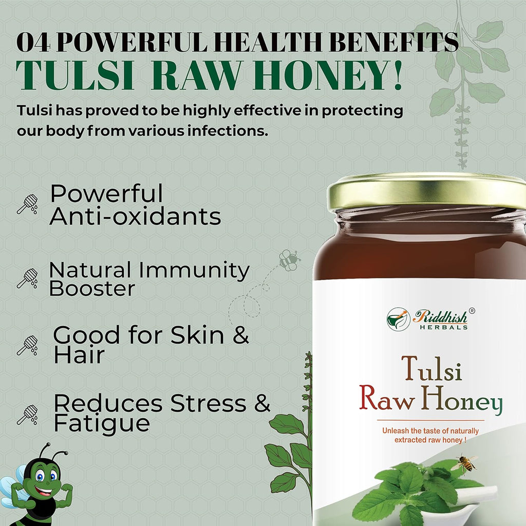 Riddhish Herbals Organic Pure Tulsi Raw Honey - 500 gms