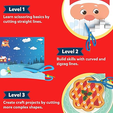 Skillmatics Art & Craft Christmas Kit Snip Snip Holiday Magic Practice Scissor Skills with Activity Book