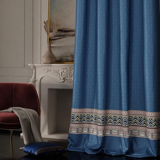 Stoa Paris Curtain for Home Single pc Patterned Curtain for Door Colour Celestial Blue