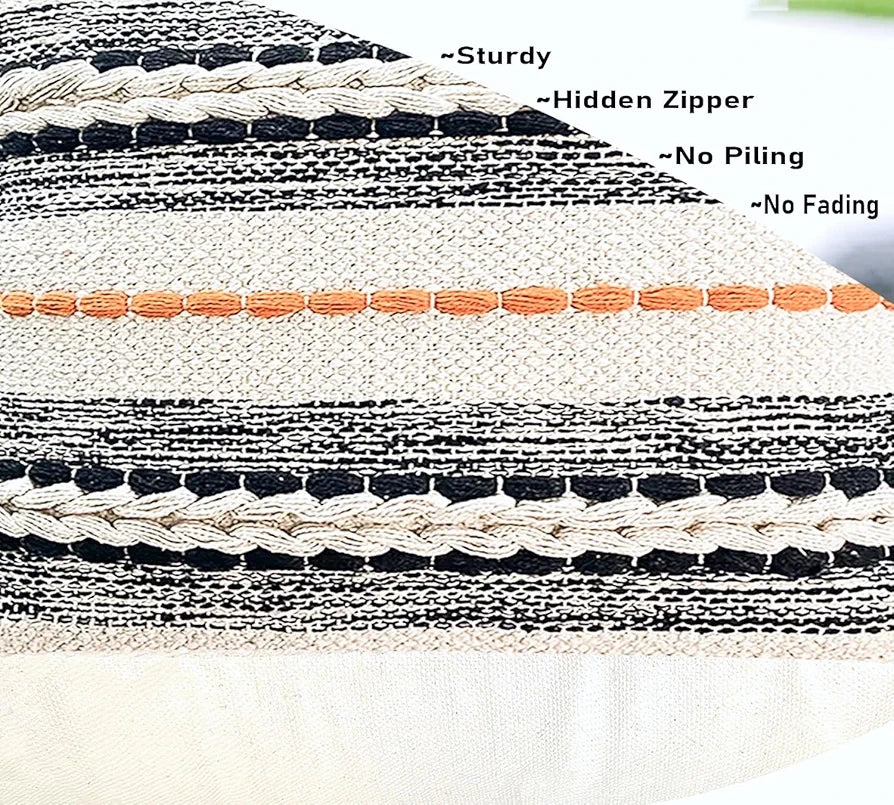 Sajavat Home Hand Knitted Pure Cotton 3 Seater Sofa Throw & Cushion Cover Beige Multi
