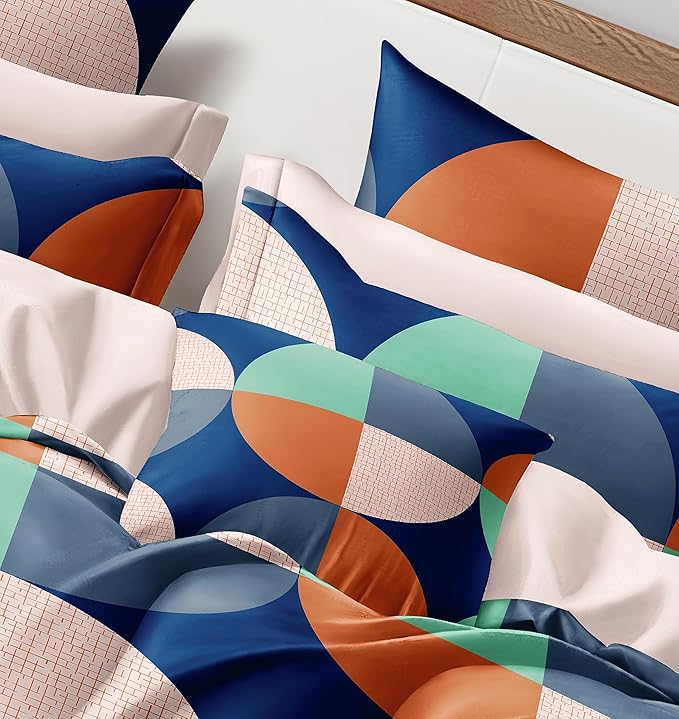 Cortina 140 Tc 100% Microfiber Printed Double Bedsheet Set With Two Pillow Case | 90x100 Inches | Polka | Multicolor