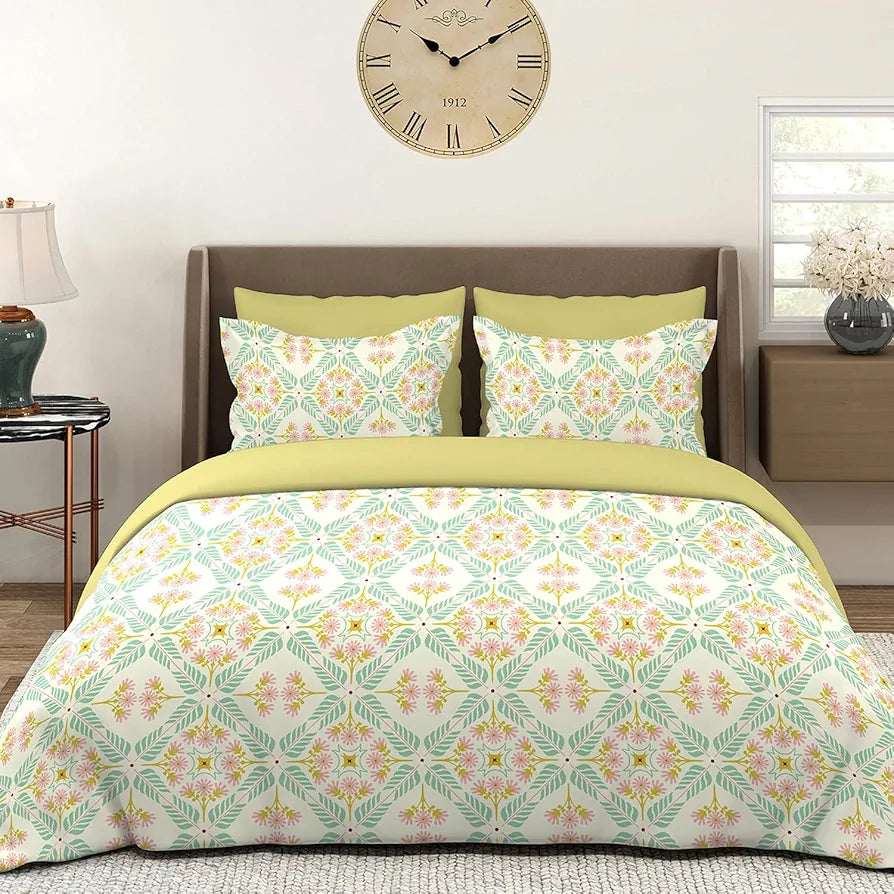Layers Firenze Cotton Bedsheet Set for All Seasons Lightweight 140 TC Queen Size Dark Blue 1 Color