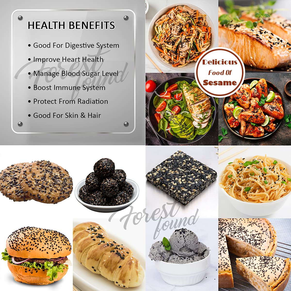 Forest Found Natural Black Sesame Seeds (900g) – High Protein & Calcium Unhulled Kale Til | Fresh Crop Superfood for Hair Growth, Bone Health & Weight Loss