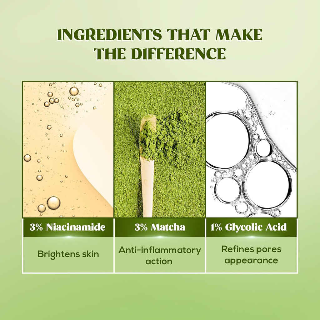 RENEE 3% Niacinamide & Cucumber Extract Matcha Face Toner | Alcohol-Free Toner For Dry, Oily- Acne Prone, Combination, Sensitive Skin | Pore Minimizing, Hydrating, Fades Blemishes | 60 ml