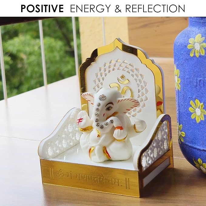 Solobolo Ganesh Idol for Car Dashboard With Small Temple for Car Dashboard | Ganesh Idol