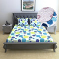 Divine Casa 144 TC 100% Cotton Elastic Fitted Bedsheet for Double Bed with 2 Pillow Covers Colour Blue Bedding