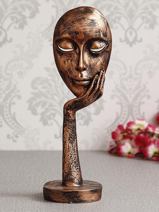 Ecraftindia Rustic Look Thinking Lady Face Handcrafted Polyresin Showpiece
