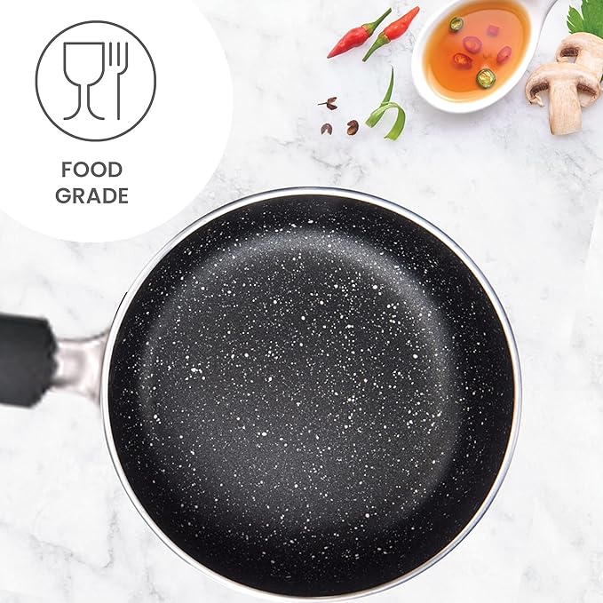 Milton Pro Cook Granito Sandwich Bottom Non Induction Sauce Pan, 14 cm - 350 gms