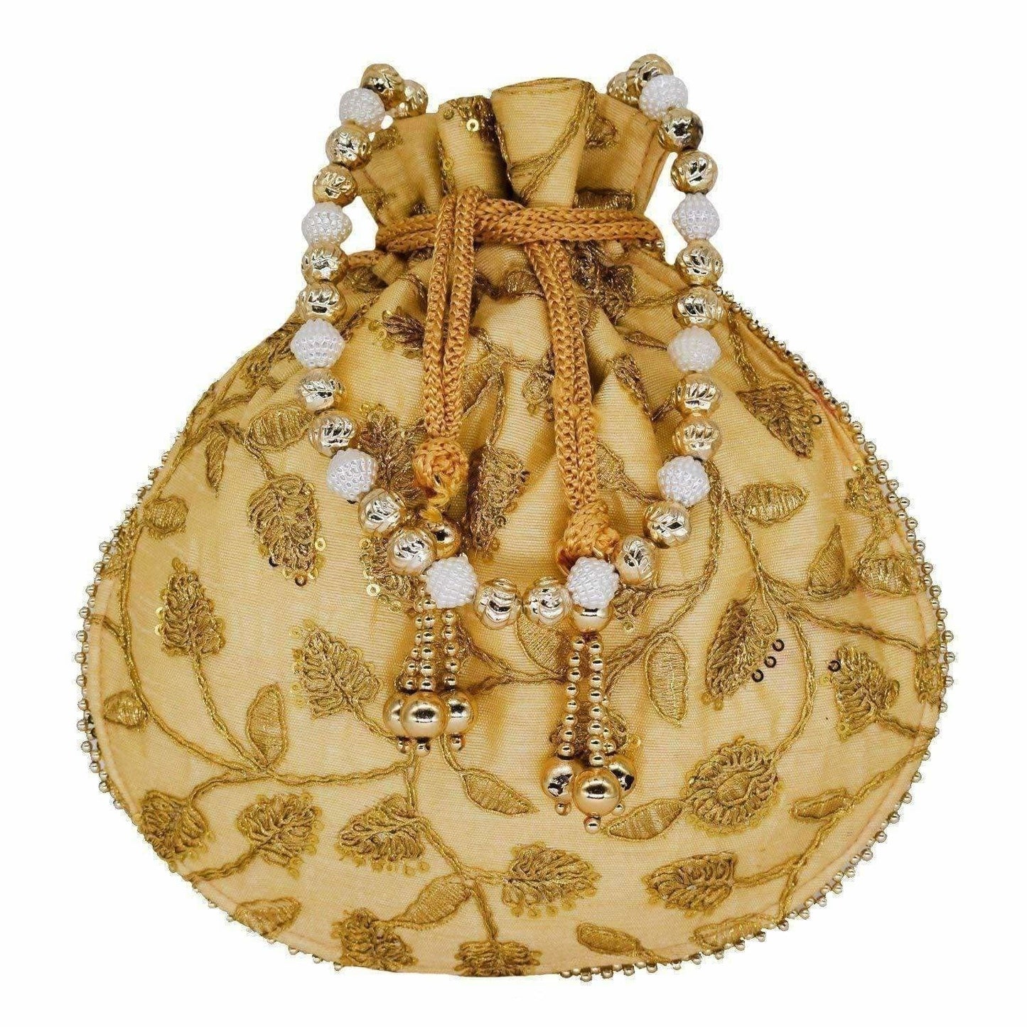 Ethnic Silk Potli bag Clutch Batwa Pouch with Embroidery and Metal Bead work Gift For Women