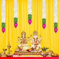 Garlands for Home Decoration Lotus Hangings  Offwhite Fabric & Solawood Lotus Buds Flower Garlands Pack of 5
