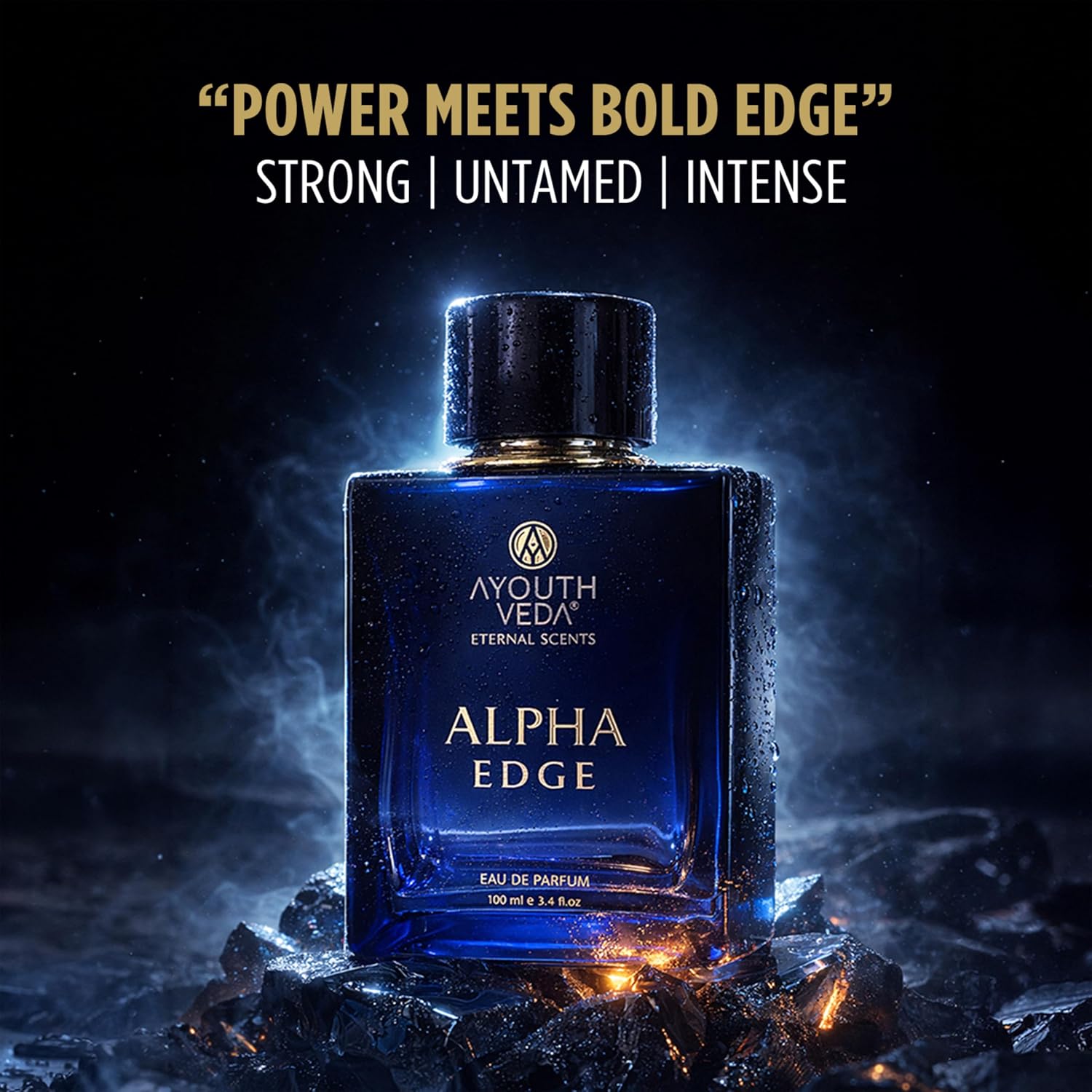 Ayouthveda Alpha Edge Eau De Parfum for Men | Long-Lasting Woody Spicy Luxury Perfume | Calabrian Bergamot, Sambac Vetiver, Endorphin Rush & Himalayan Cedar | Bold & Powerful Fragrance | 100ml