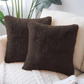 Luxe Home Cushion Cover Duble Side Rabbit Fur Plain Design Covers Set of 2 for Sofa Colour Chocolate