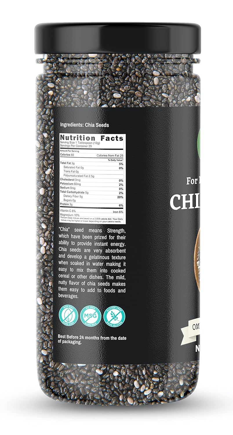 Go Vegan Chia Seeds for Weight Loss - 500gm | Omega 3 Best for Weight Loss (JAR PACK)