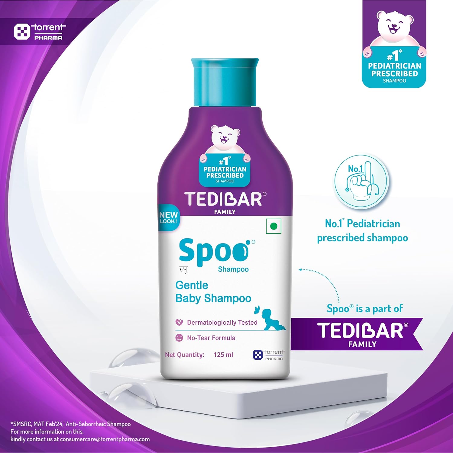 Torrent Pharma Tedibar Spoo gentle baby shampoo - 250ml