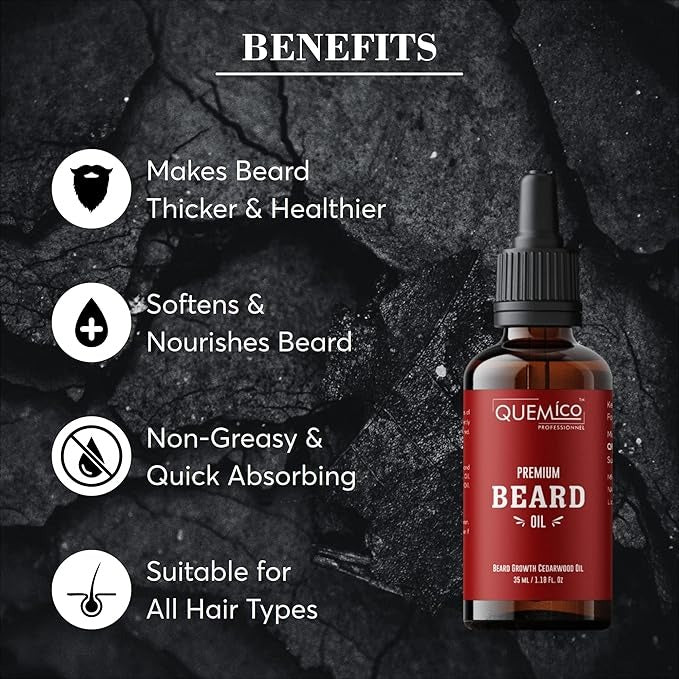 Quemico Professionnel Beard Oil (Cedarwood) For Men - 35 ml