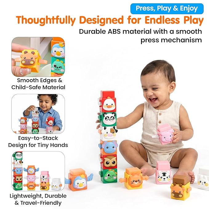 Kidology 6 PCS Animal Stacking Cubes Set