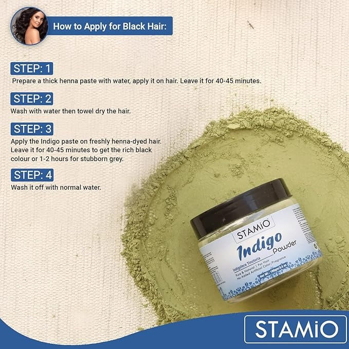 Stamio Indigo Powder for Hair Colour - 100 gms