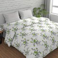 Huesland by Ahmedabad Cotton 144 TC Cotton Bedsheet for Double Bed King Size with 2 Pillow Covers | White, Green & Grey