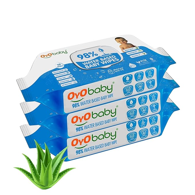 Oyo Baby Wipes for new born baby with Lid 72 Wipes Each Pack for Kid