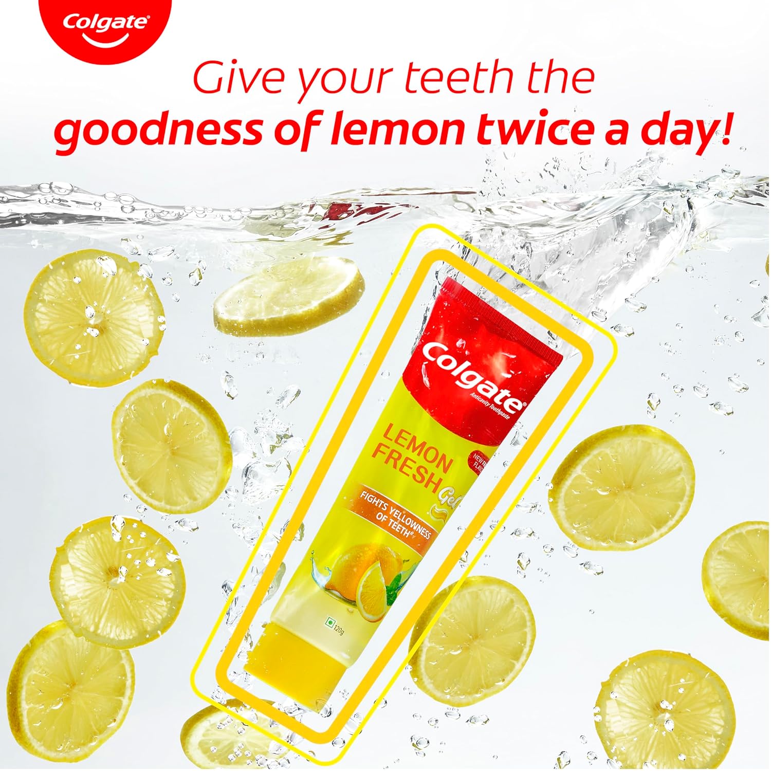 Colgate Lemon Fresh Gel Toothpaste | Tooth Paste Fights Yellowness of Teeth | Colgate Paste Toothpaste with New Fresh Flavor (120gm)