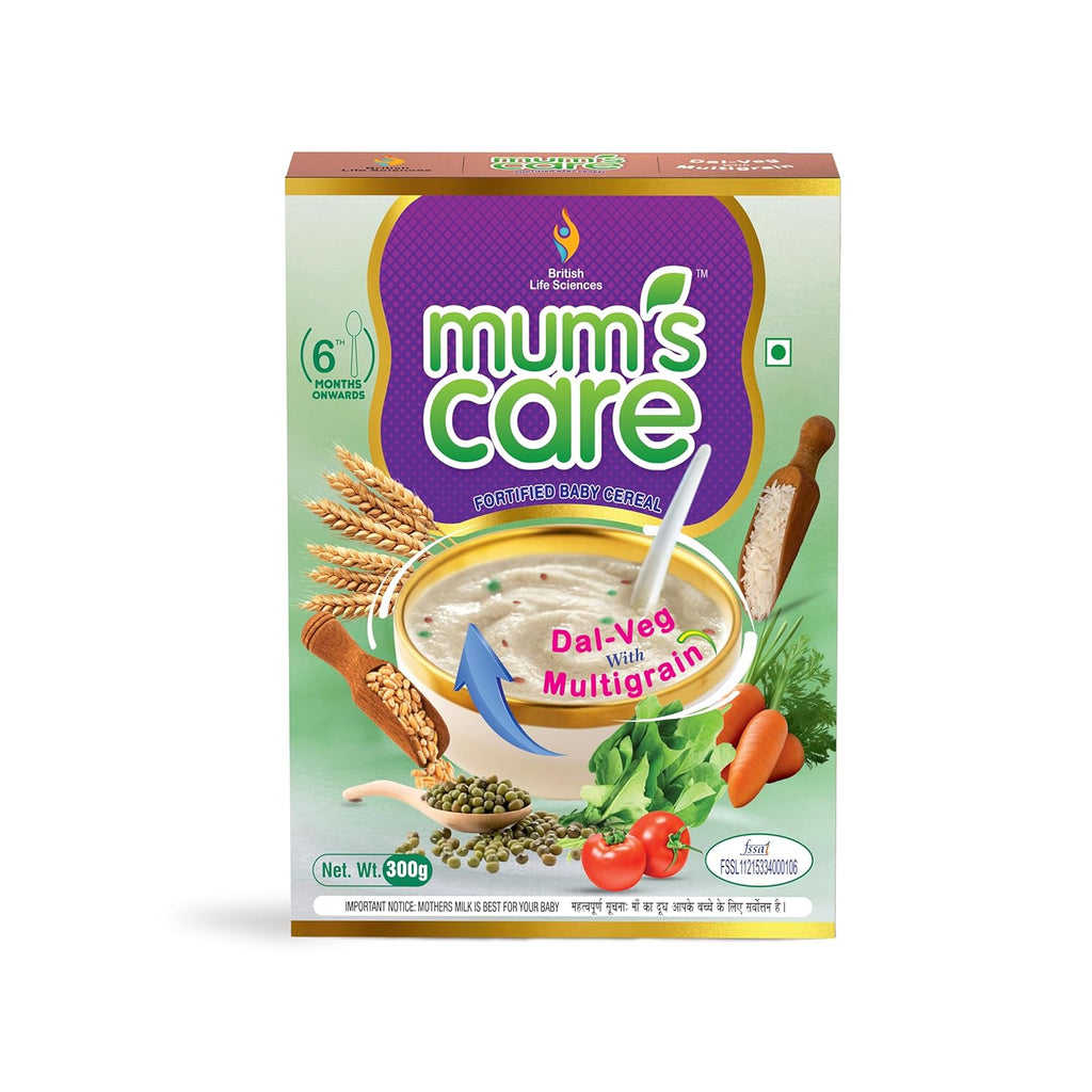 Mums Care Dal Veg Multigrain Baby Cereal – Nutritious & Delicious Instant Food for Growing Babies Rich in Iron, Calcium & Protein | NO Added Colours & Flavours | 300g | 6 Month Onwards