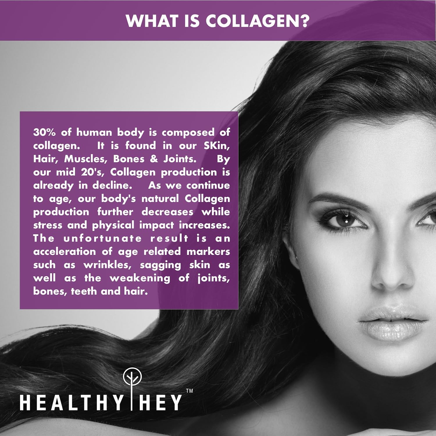 HealthyHey Nutrition Collagen Powder | Collagen Supplement for Glowing Skin | Pure Hydrolysed Collagen Powder for Women and Men | Unflavoured - 250 gm