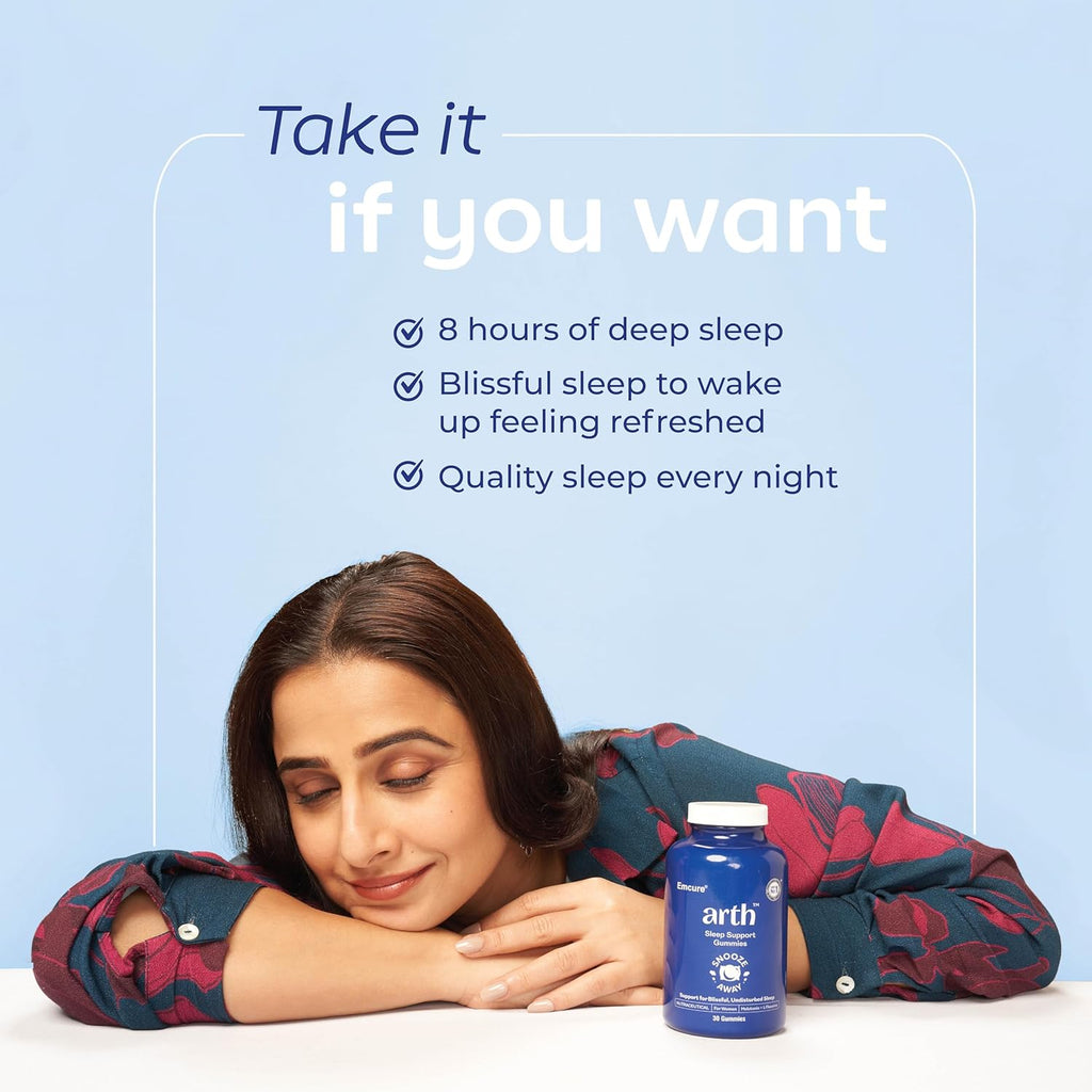 Arth Sleep Support Gummies|Promotes deep relaxation, Improves sleep quality, Helps with Insomnia|Melatonin 5mg, L-Theanine | Emcure Pharmaceuticals Ltd. | 30 Gummies