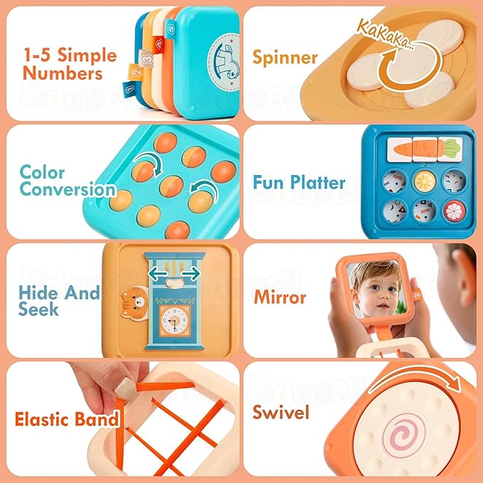 Kidology Montessori Busy Board for Toddlers 8 in 1 Sensory Activity