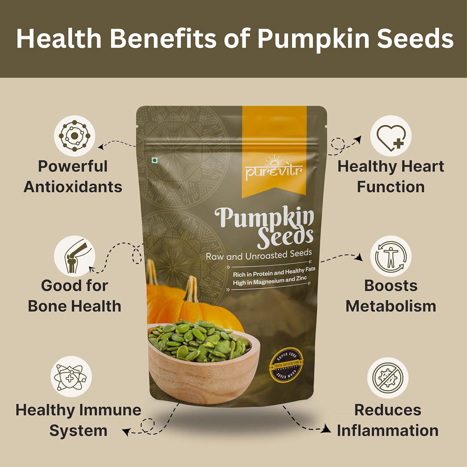 Purevitr Premium Pumpkin Seeds | 200g | Raw AAA Grade Seeds for Eating | Protein Rich Superfood | Immunity Booster, High in Fiber & Antioxidants | Healthy Snacks | No Preservatives (Pack of 1)