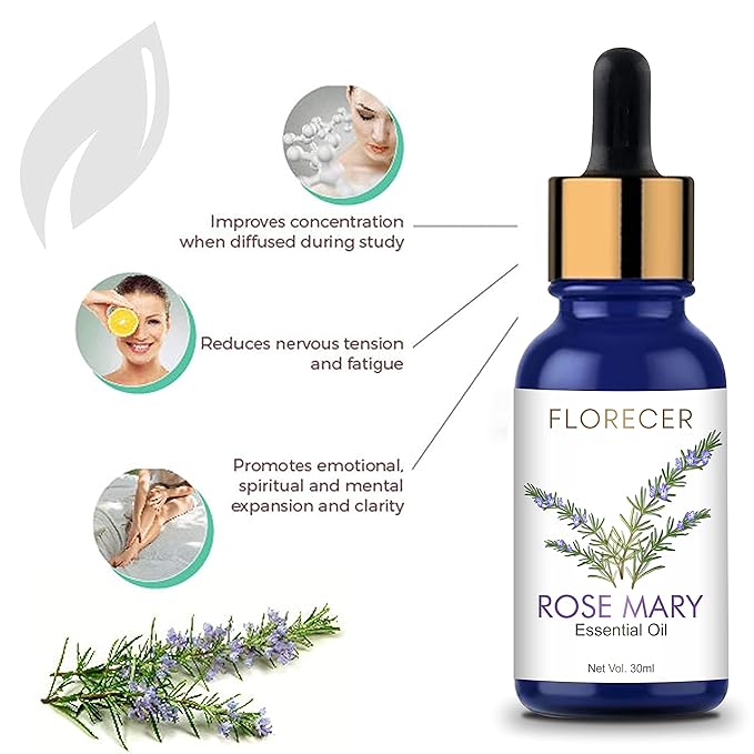 Florecer Rosemary Essential Oil For Hair Face Skin - 30 ml