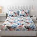 Fresh From Loom Microfiber Double Bed Bedsheet For King Size Bed Floral Design Bed Spread With 2 Pillow Covers 144 TC BBM White