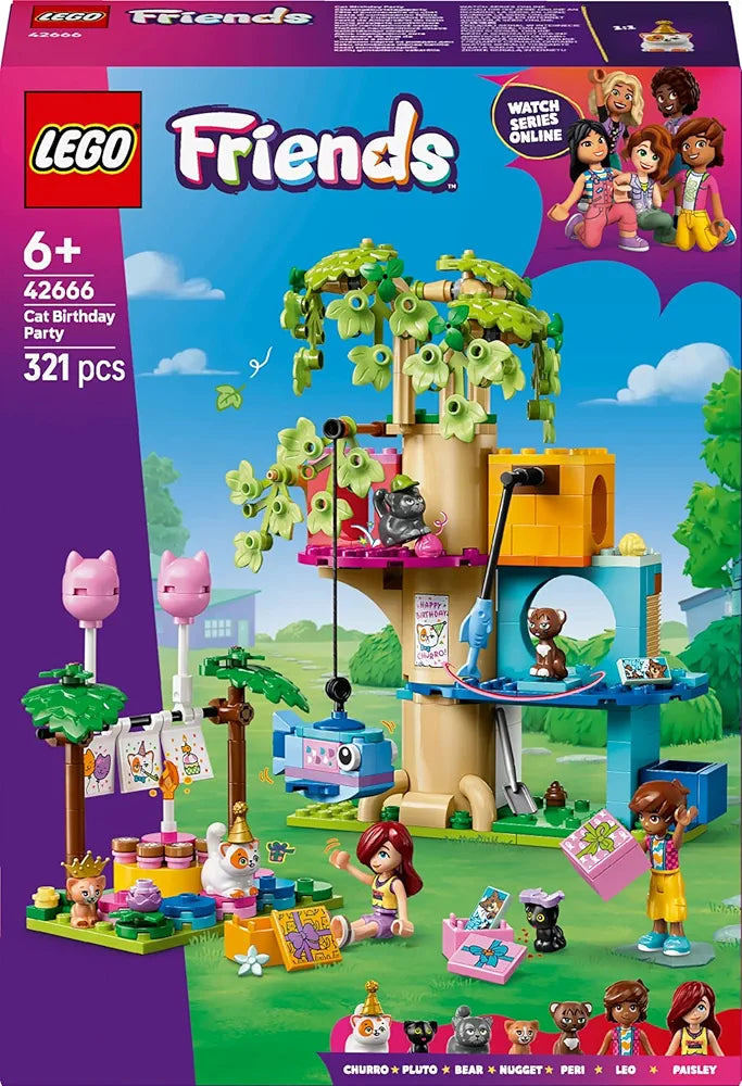 Lego Friends Cat Birthday Party & Tree House Building Kit Toy 42666 Building Blocks Toys for 6+ Gift for Boys and Girls