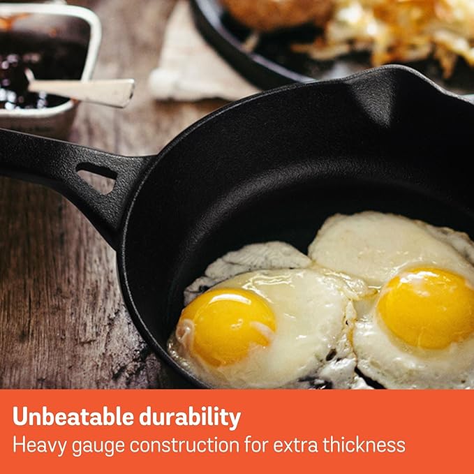 Meyer Pre-Seasoned Cast Iron Frypan Cast Iron Skillet |Induction Frying Pan 22cm Black