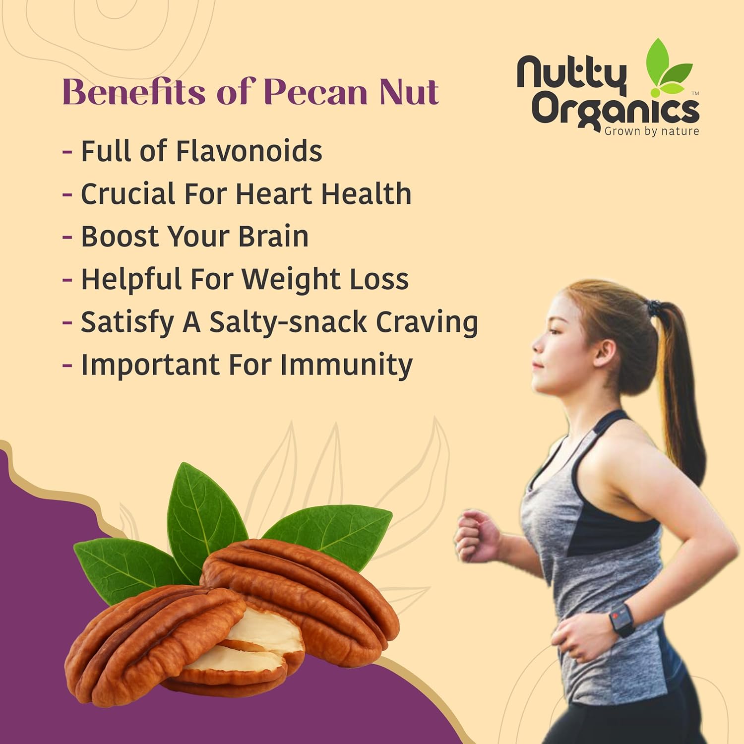 Nutty Organics Pecan Nuts Kernel 200g | Premium Shelled Pecan Nuts | Rich in Antioxidants & Healthy Fats | Natural Dry Fruits