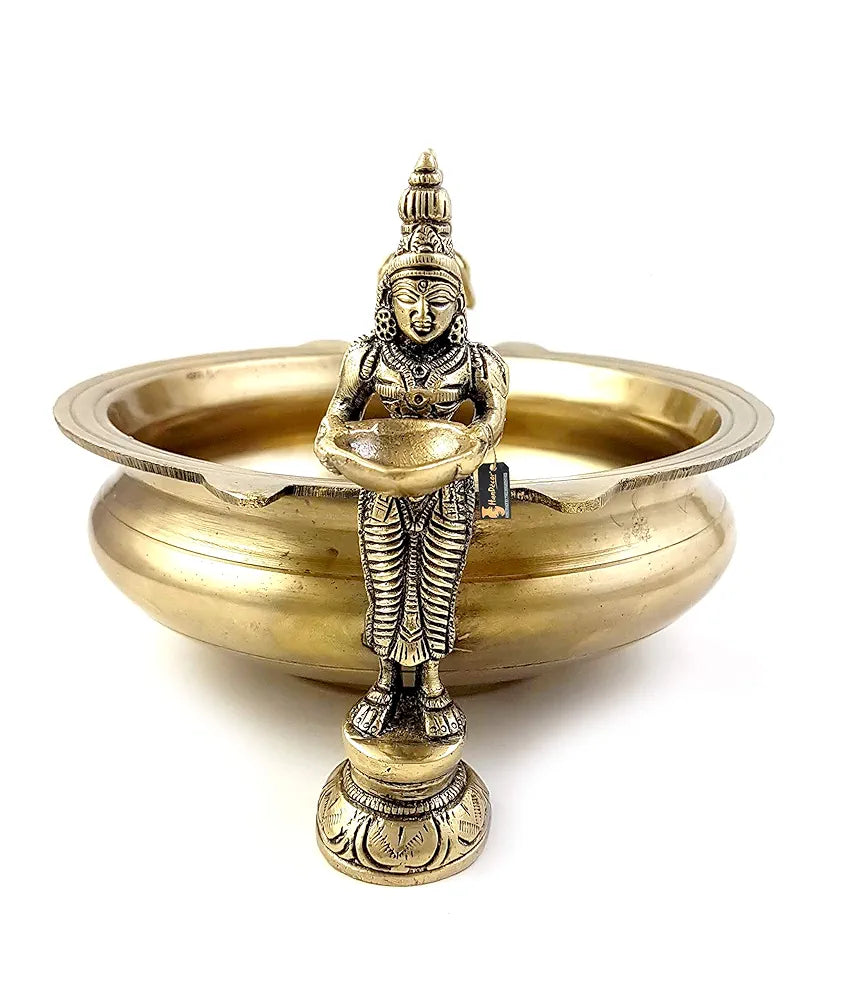 Two Moustaches Deep Laksmi Design Brass Traditional Urli Bowl Golden Standard