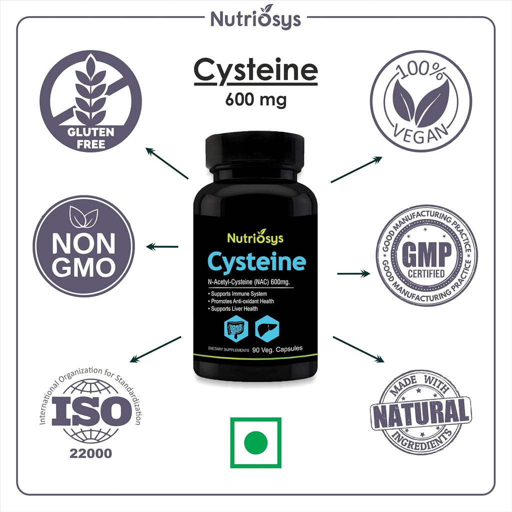 Nutriosys Cysteine 600mg (90 Veg Capsules), Supports immune system
