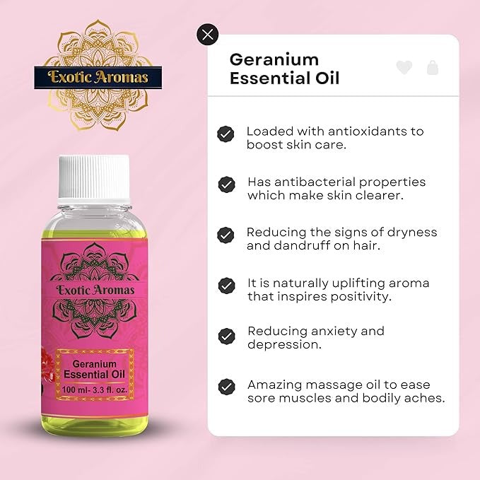 Exotic Aromas Geranium Essential Oil - 100 ml