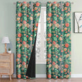 Cloth Fusion Blackout Printed Premium Door Curtains 7 Feet Long Set of 2 Green Roses