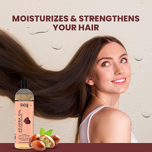 Rey Naturals Cold Pressed Jojoba Oil For Hair Growth Skin & Face - 200 ml