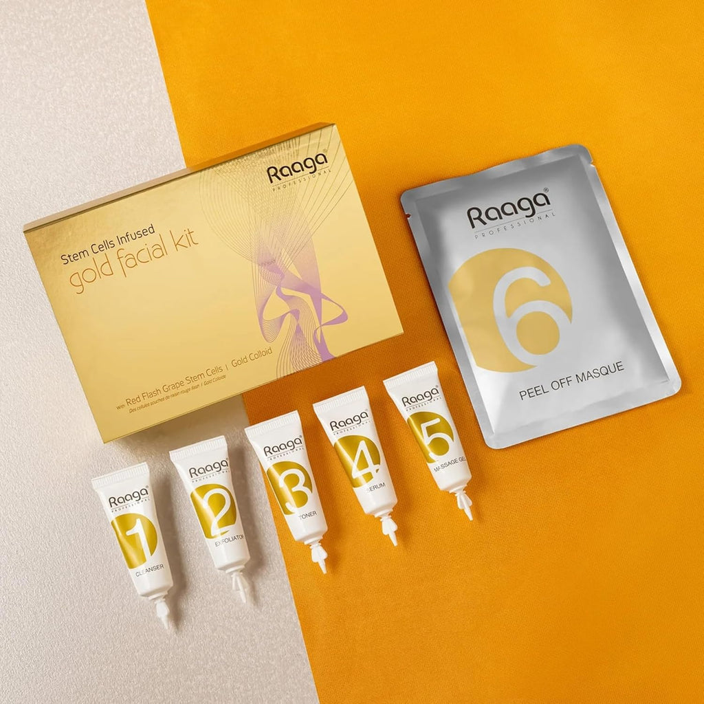 Raaga Professional Stem Cells Infused Facial Kit, Gold, 61 g