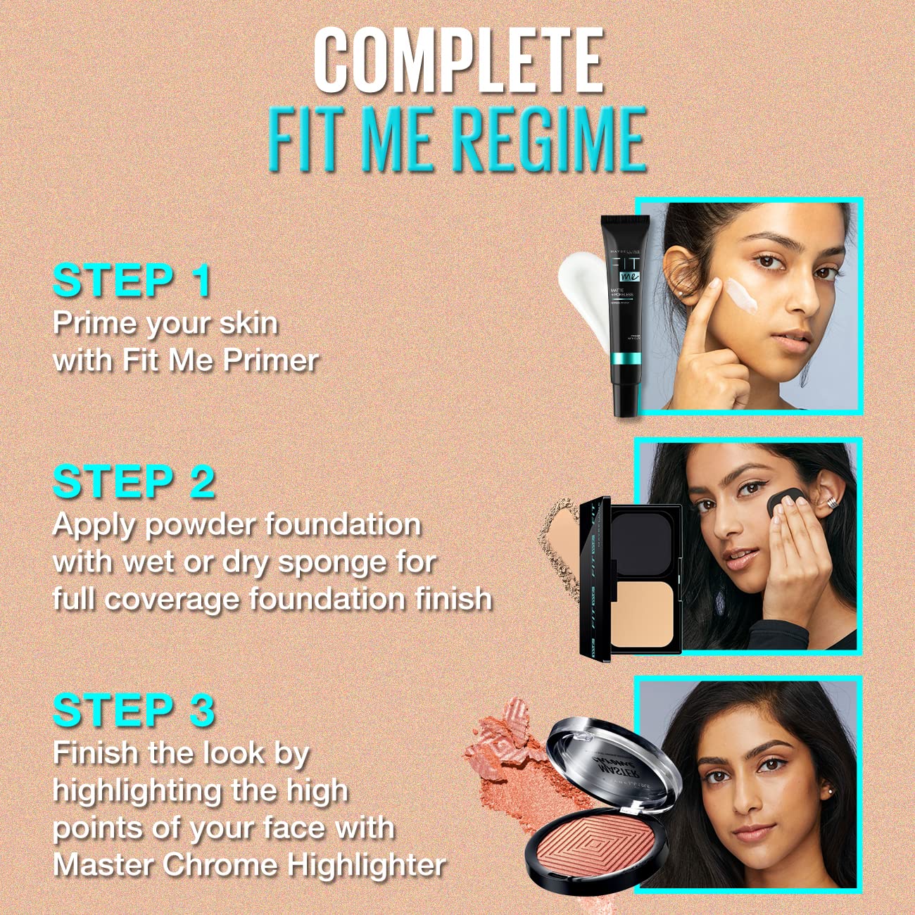 Maybelline New York Ultimate Powder Foundation, Full Matte Coverage, SPF44, 24H Oil Control, Fit Me, Shade 120, 9g